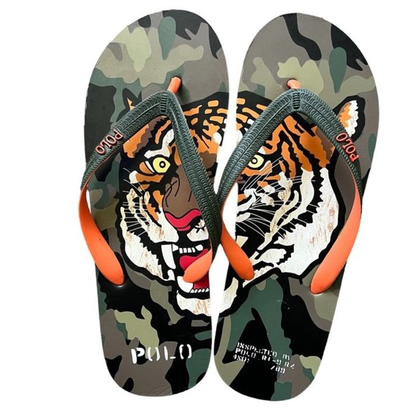 Polo Ralph Lauren Whitlebury II Tiger Camo Print Flip Flop Sandals Men’s